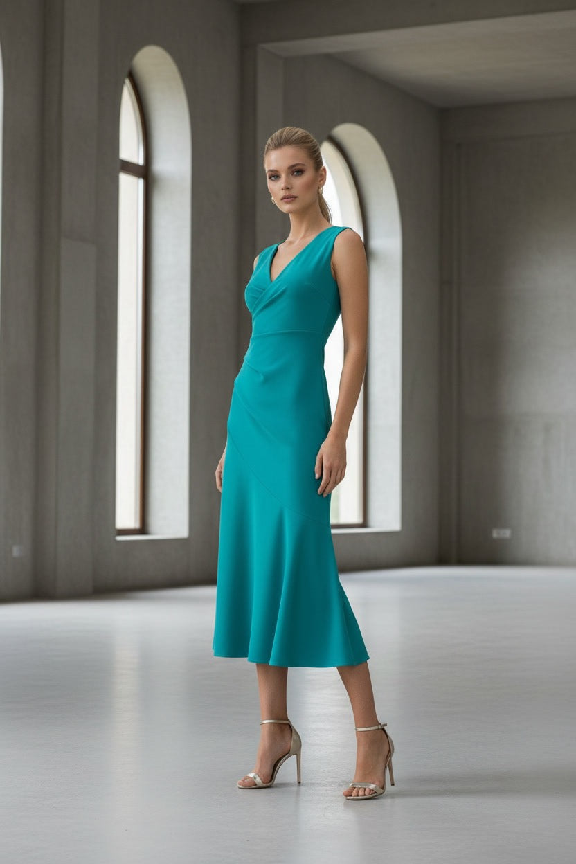 .VESTIDO CATRICE MIDI TURQUESA