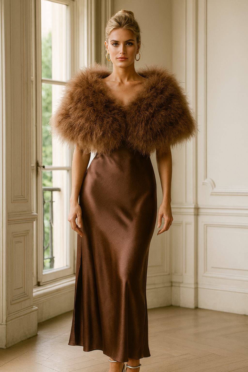 ESTOLA PLUMAS CHOCOLATE