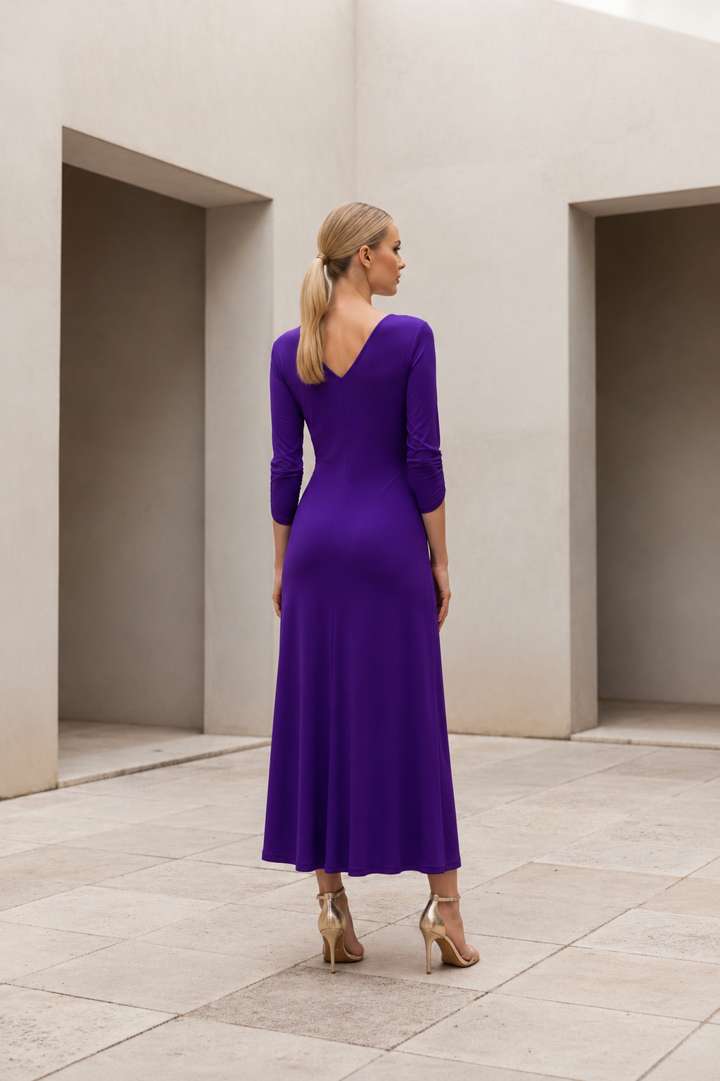VESTIDO MIDI PUNTO VIOLETA