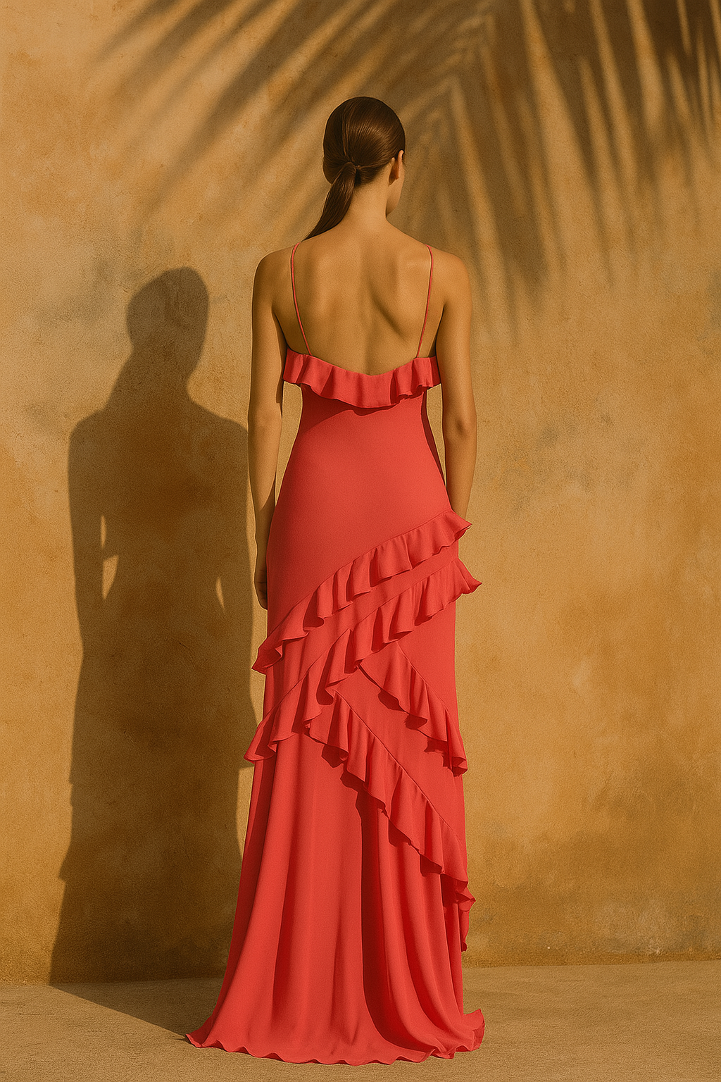 VESTIDO VOLANTES FUCSIA