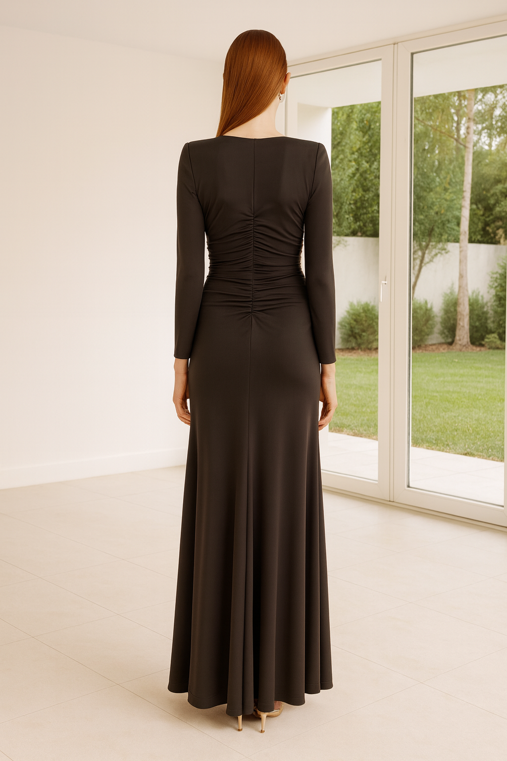 VESTIDO DRAPEADO CHOCOLATE