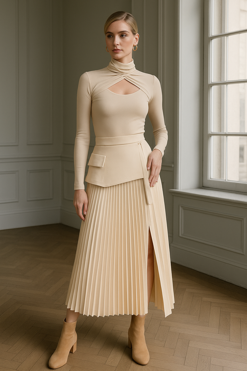 FALDA ESTRUCTURADA BEIGE