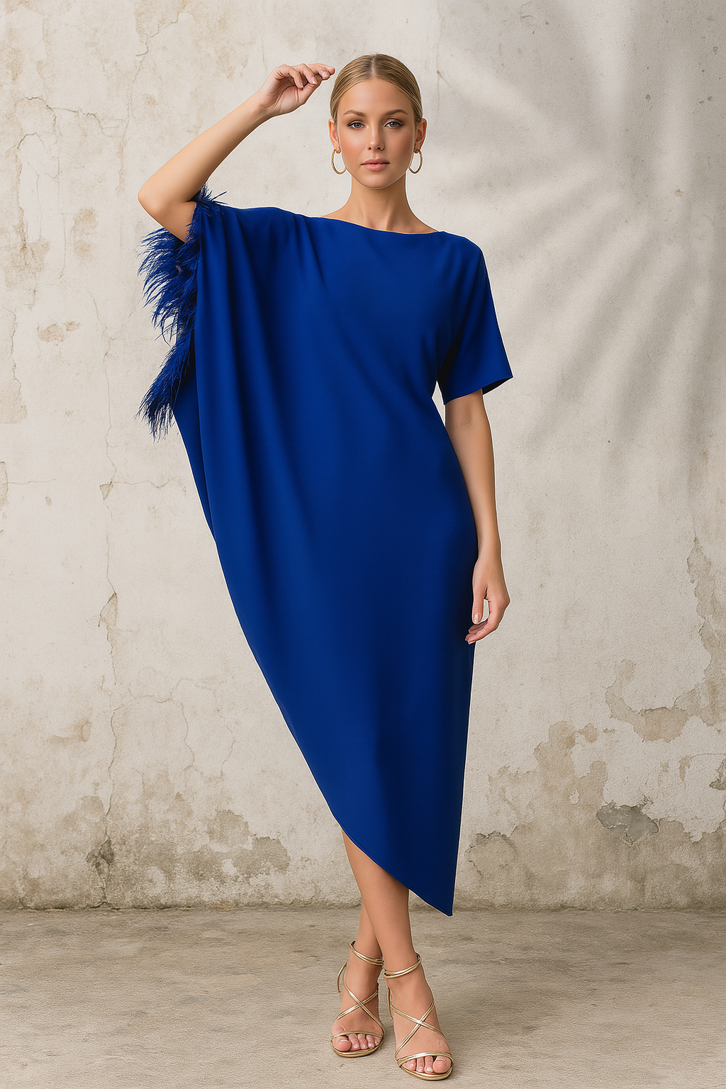 VESTIDO TUNICA PLUMAS