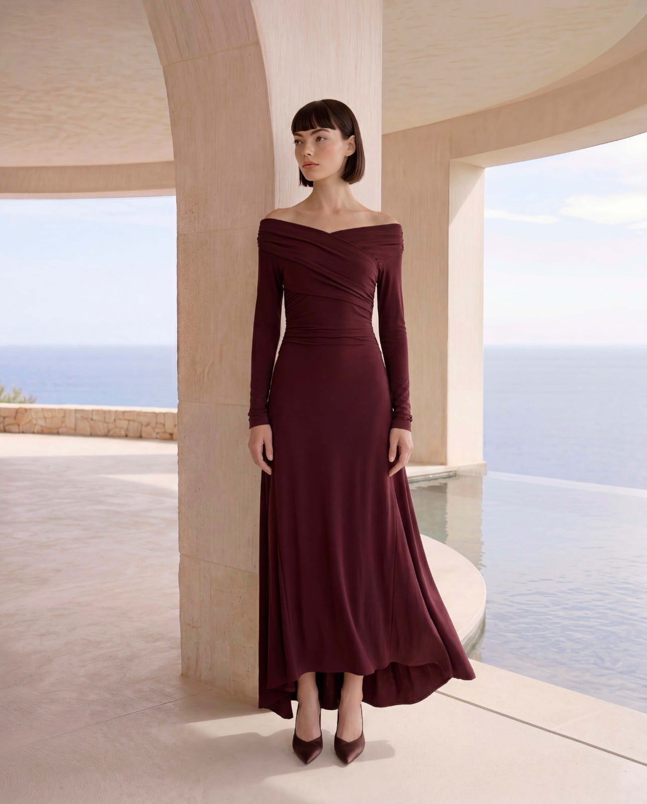 VESTIDO ALEJADRA BURDEOS