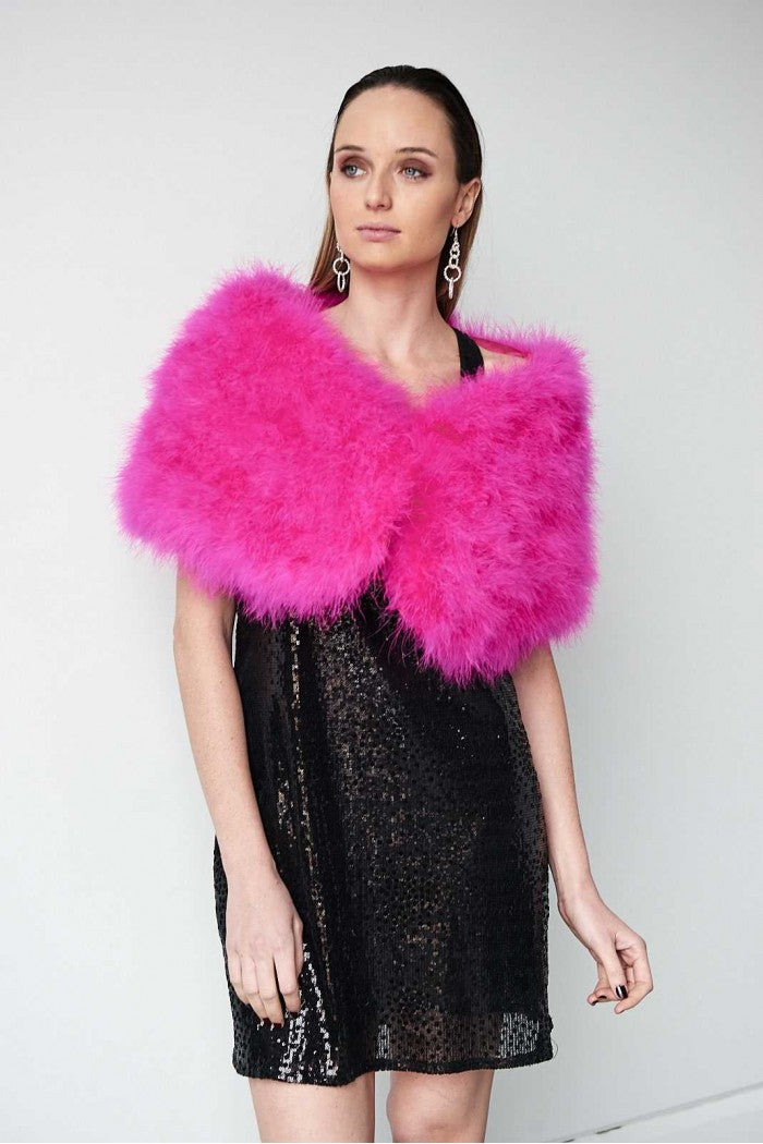 ESTOLA PLUMAS FUCSIA