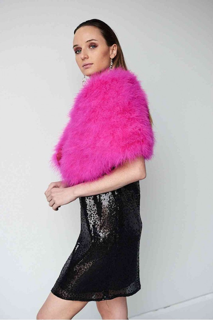 ESTOLA PLUMAS FUCSIA