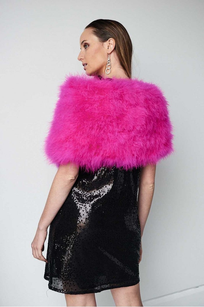 ESTOLA PLUMAS FUCSIA