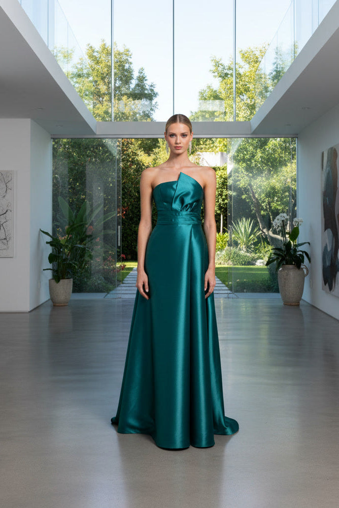 · VESTIDO MIKADO CINTIA TURQUESA