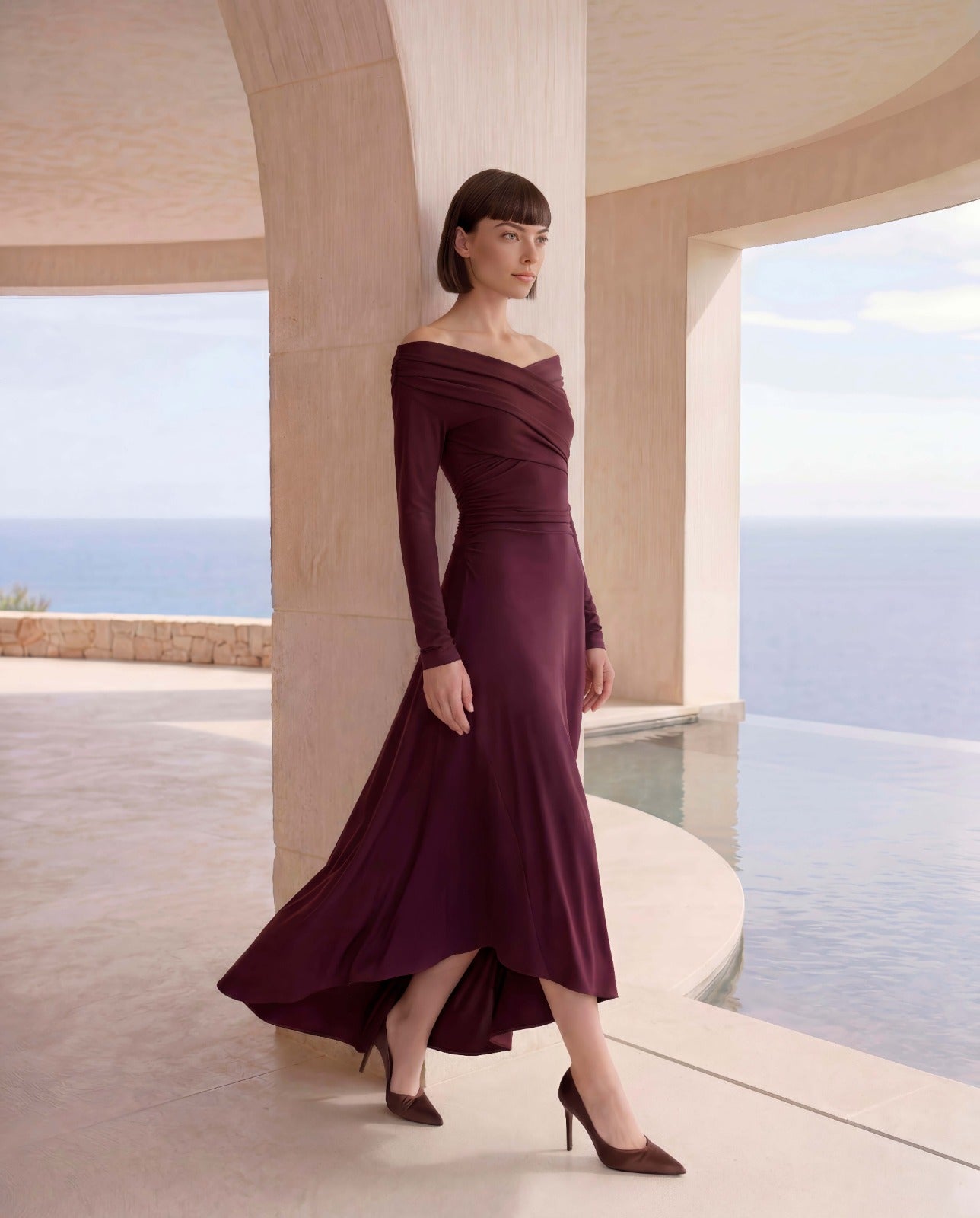 VESTIDO ALEJADRA BURDEOS