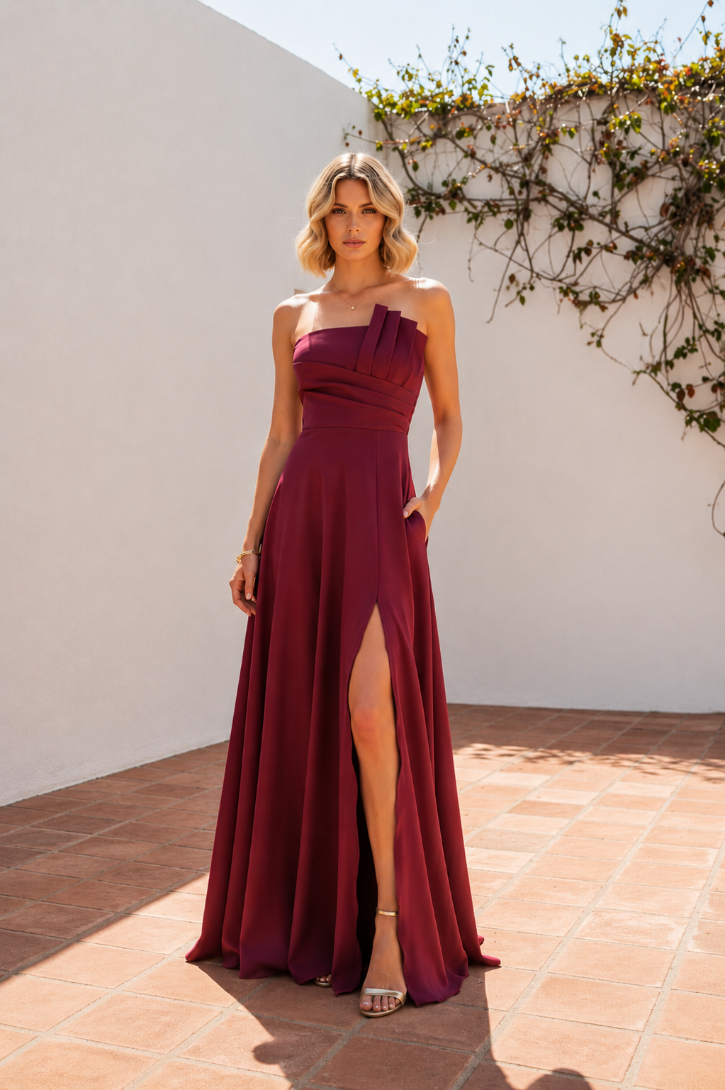 VESTIDO JARAMAR GRANATE