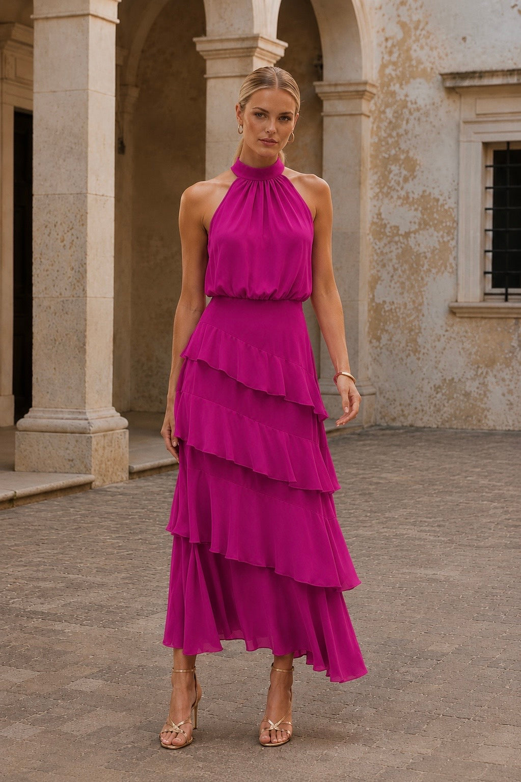 .VESTIDO ABA FUCSIA