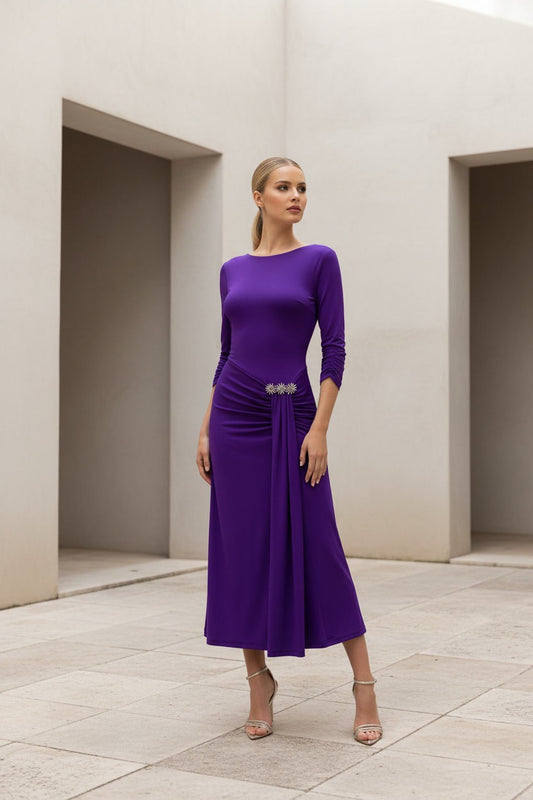 VESTIDO MIDI PUNTO VIOLETA