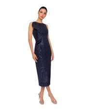 VESTIDO MIDI LENTEJUELAS  MIDI AZUL