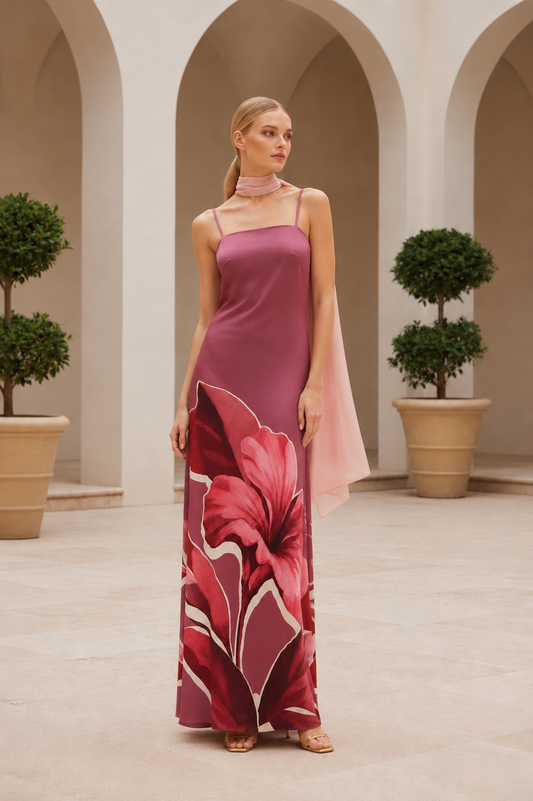 VESTIDO KIWI BURDEOS ESTAMPADO