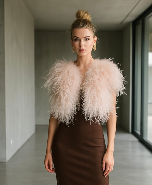 BOLERO PLUMAS AVESTRUZ ROSA