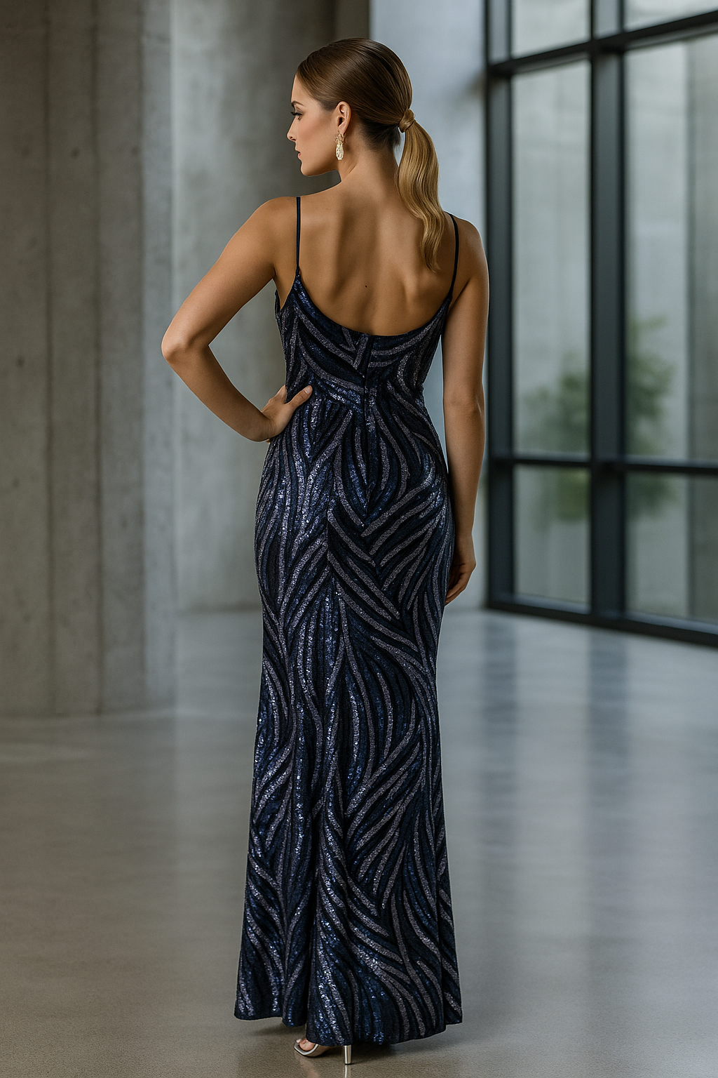 VESTIDO AZUL LENTEJUELAS