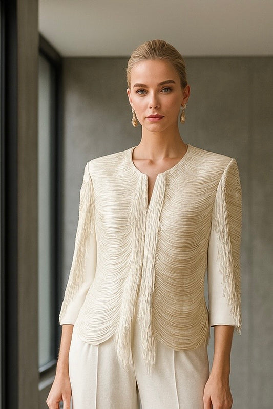 CHAQUETA FLECOS CRUDO