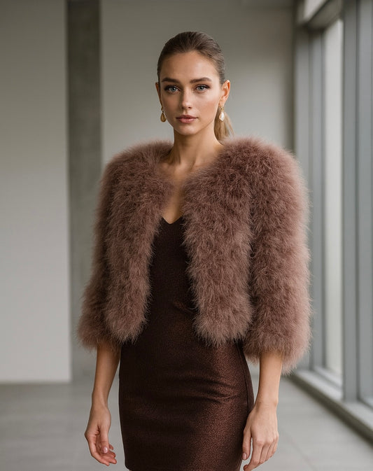 CHAQUETA PLUMAS MALVA EMPOLVADO