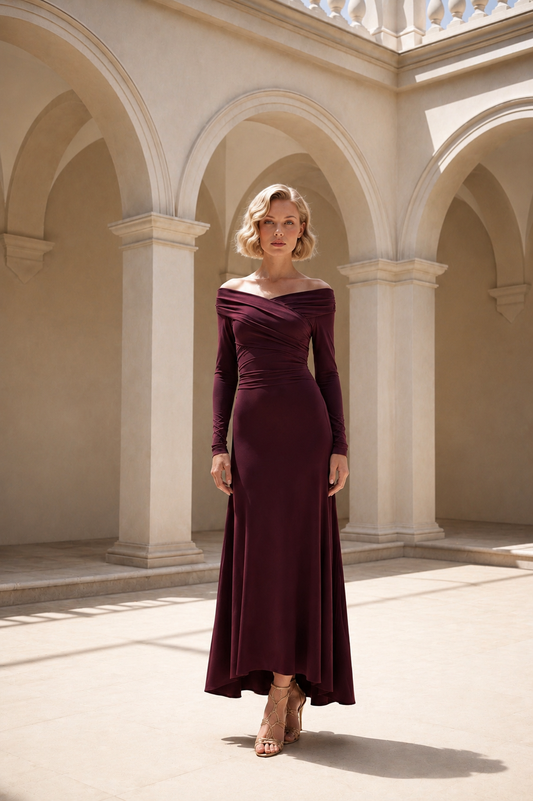 VESTIDO ALEJADRA BURDEOS