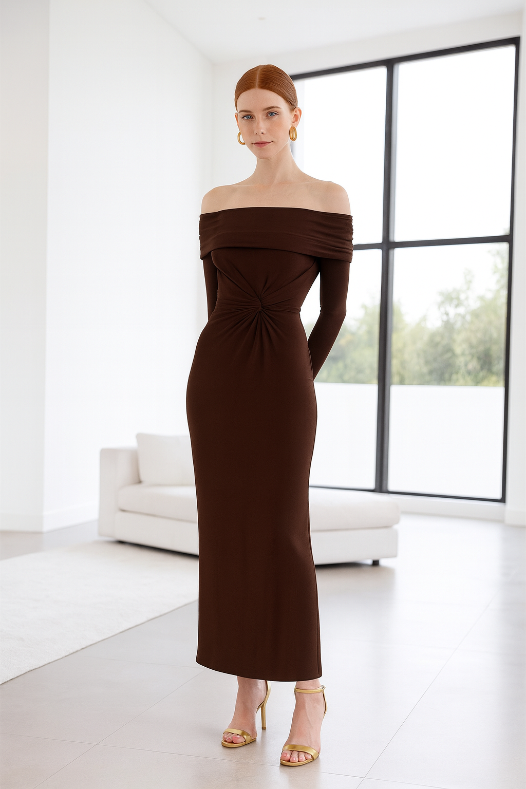 VESTIDO AMANDA MARRON