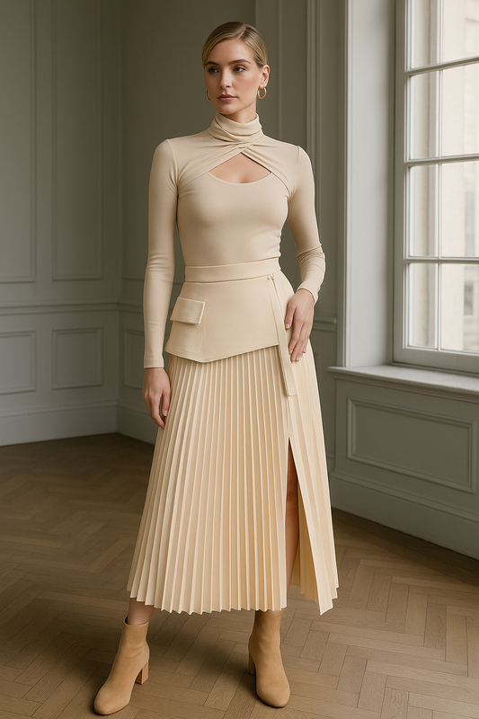 FALDA ESTRUCTURADA BEIGE