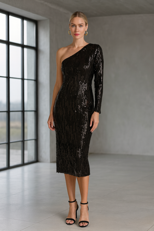 VESTIDO ASIMETRICO NEGRO