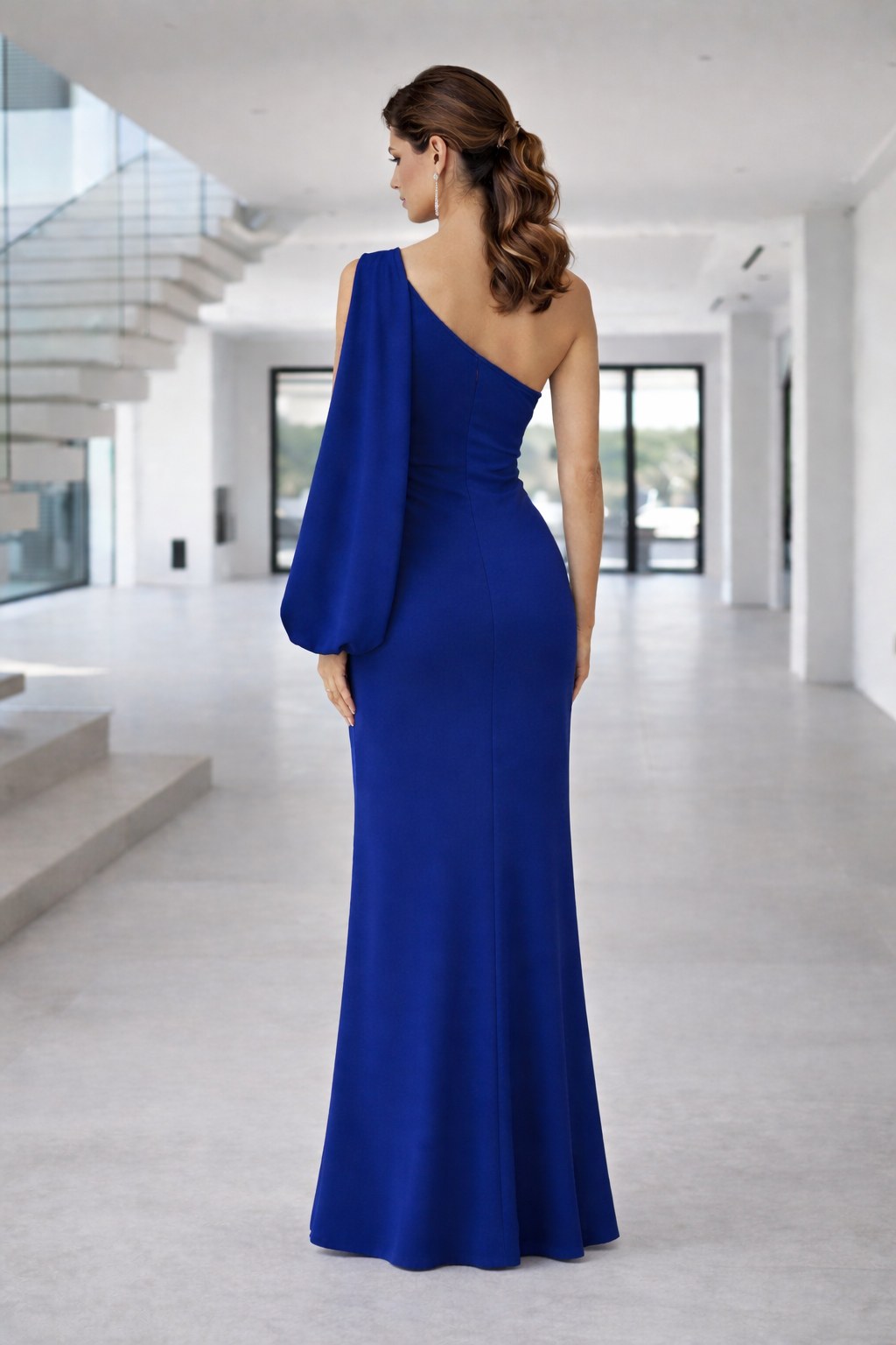 VESTIDO ASIMETRICO AZUL