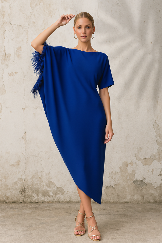 VESTIDO TUNICA PLUMAS