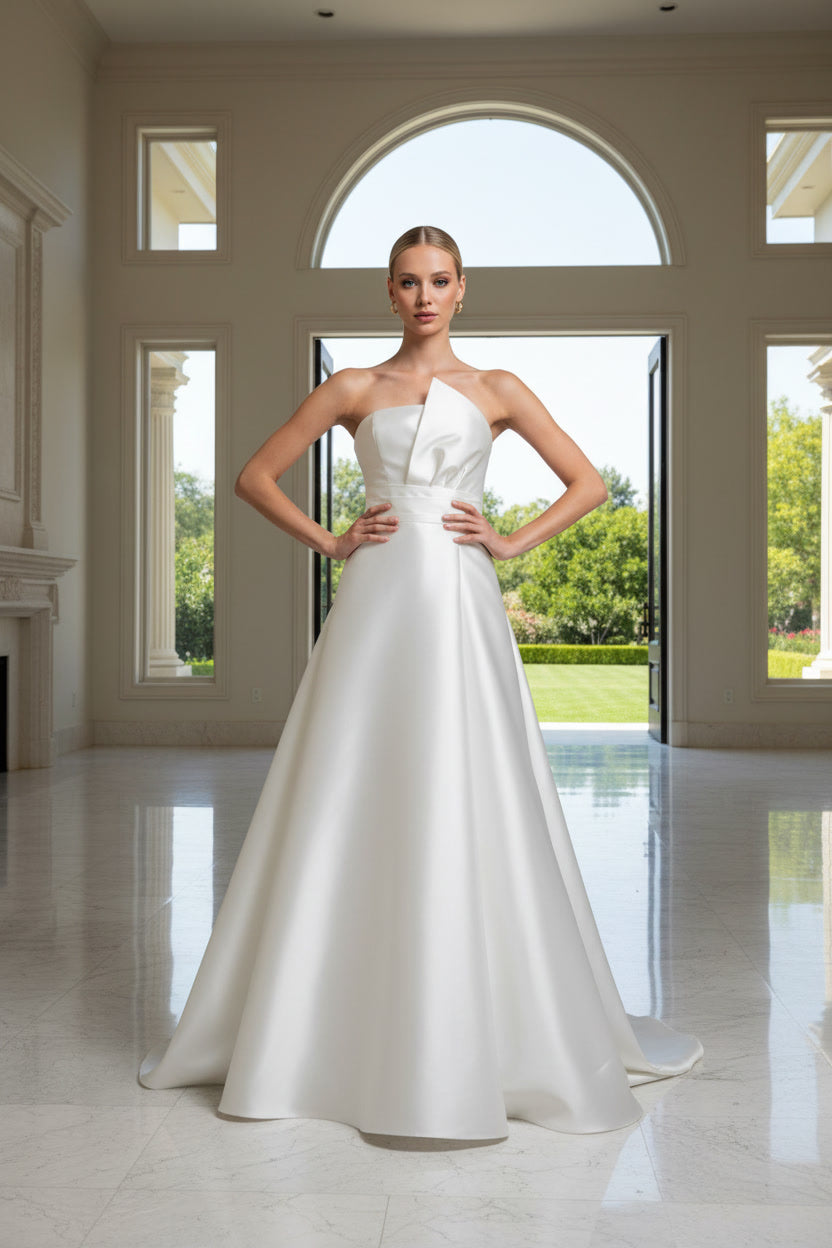 VESTIDO MIKADO CINTIA BLANCO