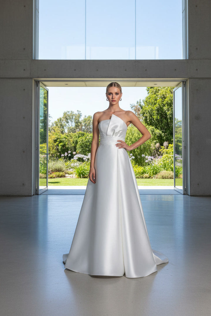 VESTIDO MIKADO CINTIA BLANCO