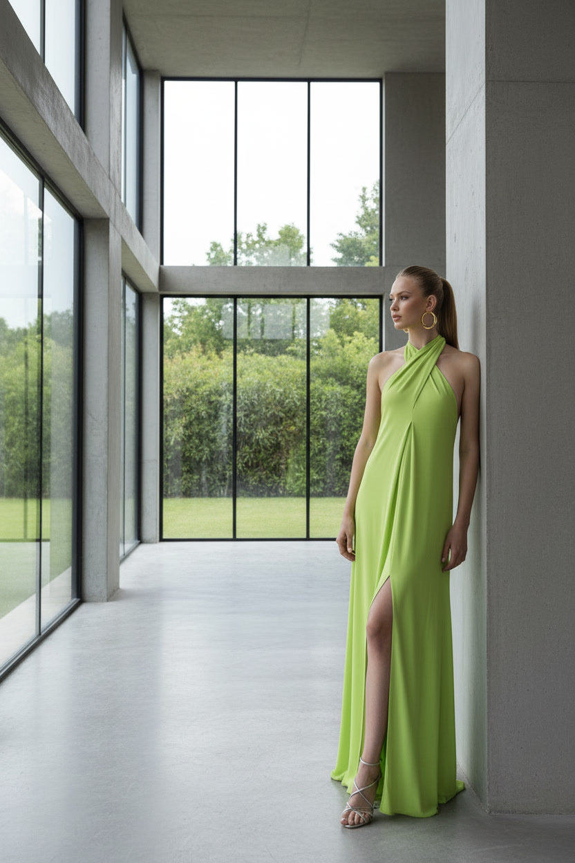 VESTIDO CRUZADO HALTER LIMA