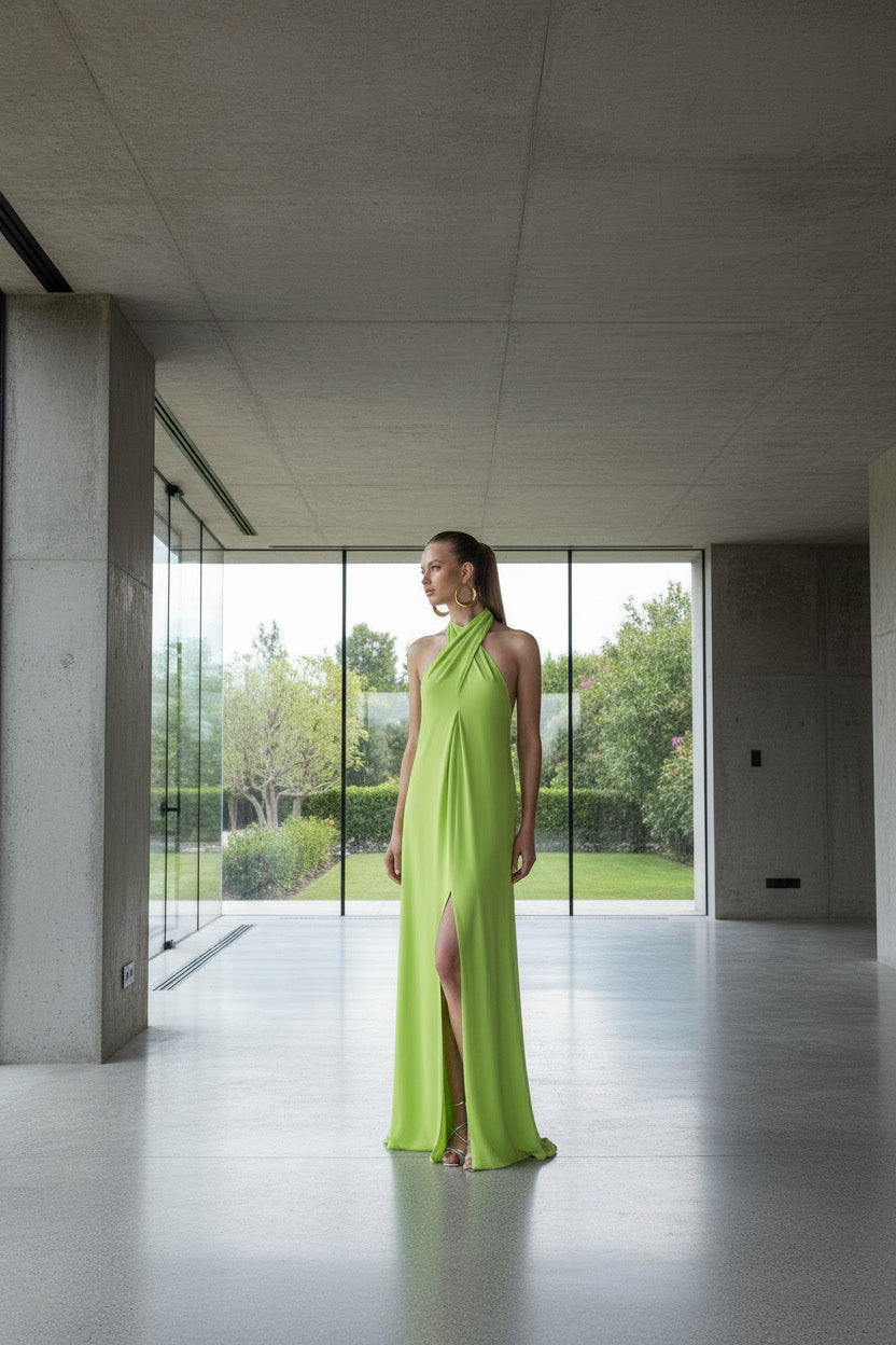 VESTIDO CRUZADO HALTER LIMA